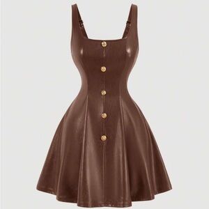 Elegant Brown Button-Front Dress